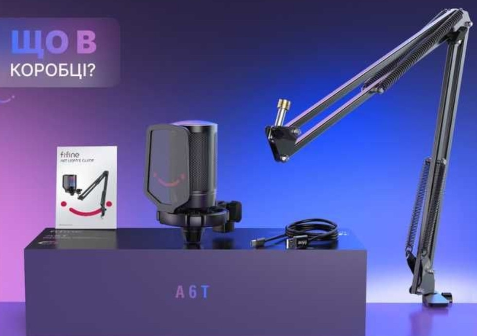 Микрофон FIfine A6T с RGB подсветкой. Киев - изображение 4
