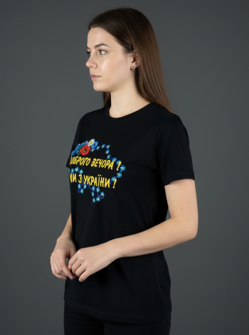 Жіноча Футболка з картою  вишита гладдю Київ - фото 2