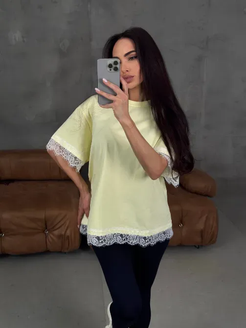 Женская футболка негабаритного размера с кружевом — трендовая основа на каждый день Одесса - изображение 12