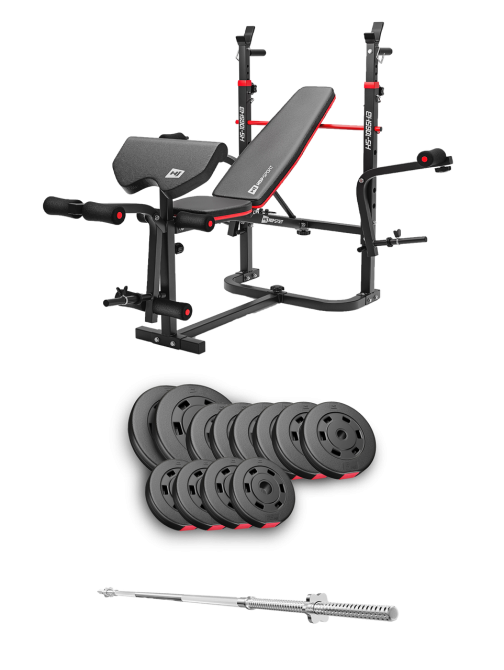 Набір Hop-Sport Premium 69кг з лавою HS-1065HB Pro та штангою Киев - изображение 2