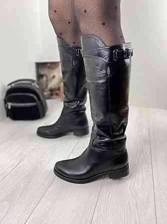 Olli Чоботи жіночі OLLI чорні натуральна шкіра высота 38см обхват 36-37см (C-5-2510) Коломыя