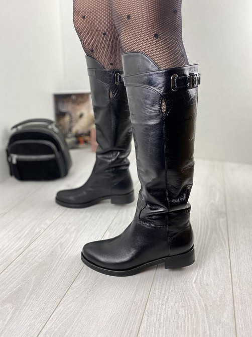 Olli Чоботи жіночі OLLI чорні натуральна шкіра высота 38см обхват 36-37см (C-5-2510) Коломыя - изображение 3