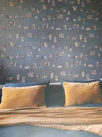 Текстильні шпалери на флізеліновій основі Cador Rasch Textil086545 сіро-бежева основа квадрати бронза Київ