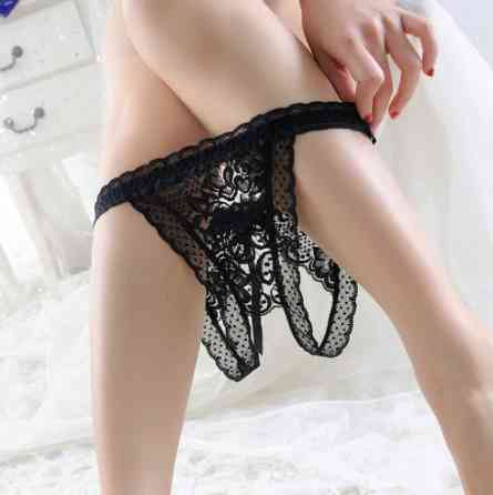 Трусики жіночі з розрізом чорного кольору - розмір універсальний, (на резинці, тянуться) Київ
