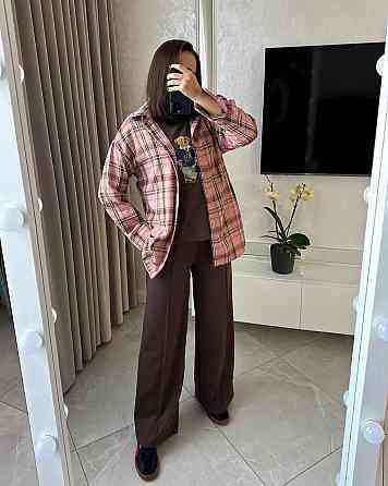 Женская повседневная рубашка в клетку на пуговицах Розовый, 54/58 Одесса