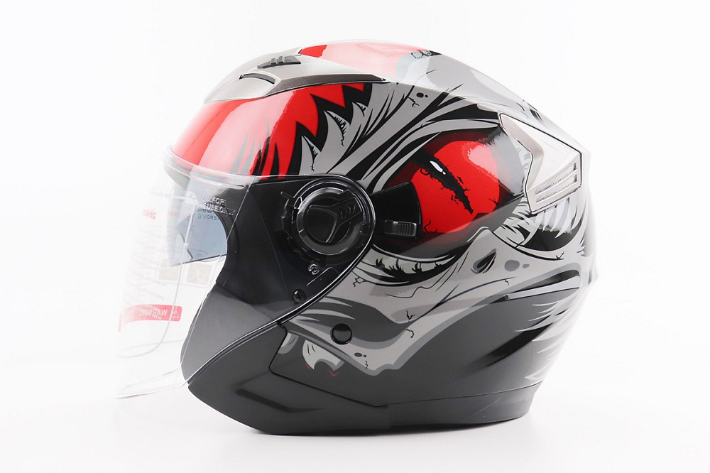 Шолом відкритий+відкидні окуляри BLD-708 М (57-58см), ЧОРНО-ЧЕРВОНИЙ "Raptor" Киев - изображение 3