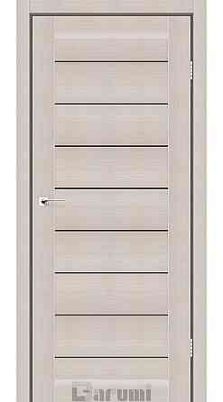 Двері міжкімнатні Дарумі Леона дуб мембау скло чорне Київ