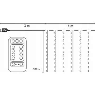 Гирлянда Chomik Штора 3 х 3 м 300 LED Теплый белый USB с пультом (5900779879997) Вінниця