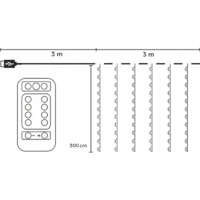 Гирлянда Chomik Штора 3 х 3 м 300 LED Теплый белый USB с пультом (5900779879997) Вінниця - фото 6