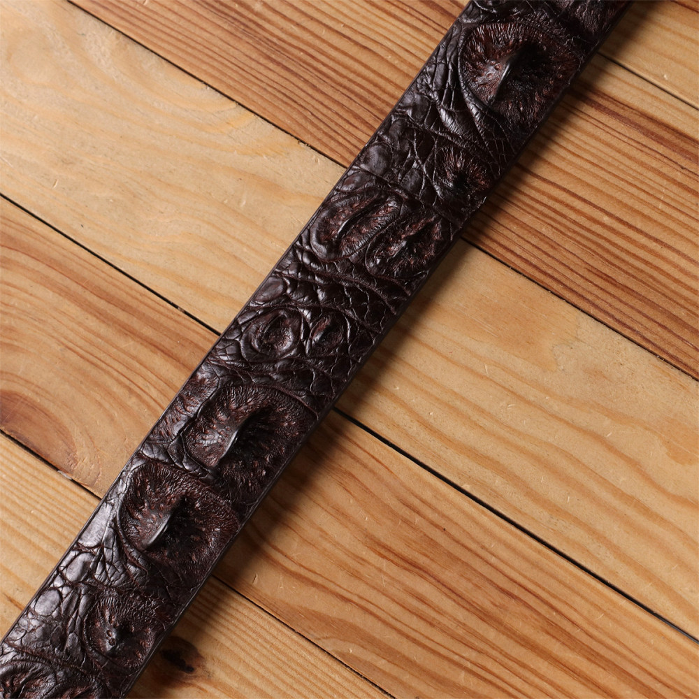 Ремень мужской CROCODILE LEATHER 18178 из натуральной кожи крокодила Коричневый Киев - изображение 10