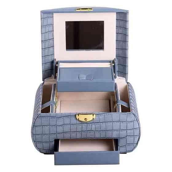 Шкатулка для прикрас з еко-шкіри, 3 яруси, з замком Київ