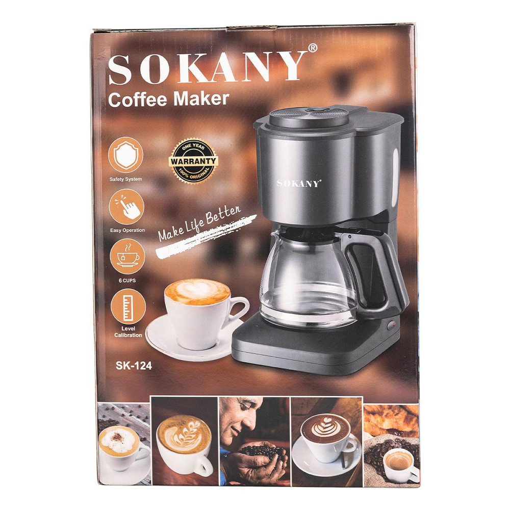 Кофеварка капельная Sokany с подогревом кофейника 600 мл SK-124 Киев - изображение 10