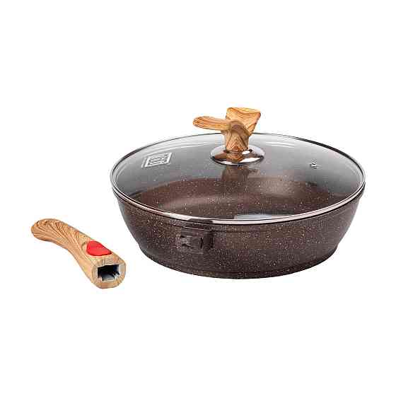 Сковорода алюмінієва 3.5 літра глибока зі скляною кришкою Ø 28 см кавова MGC HP-4-465CO Коломия