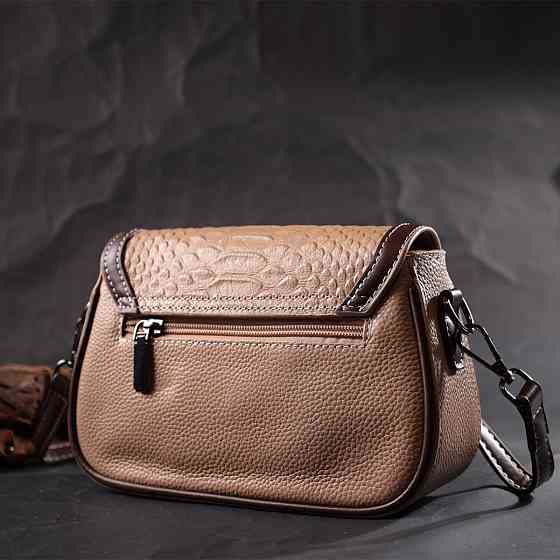 Сумка для жінок з фактурним клапаном з натуральної шкіри Vintage 22373 Бежева Київ