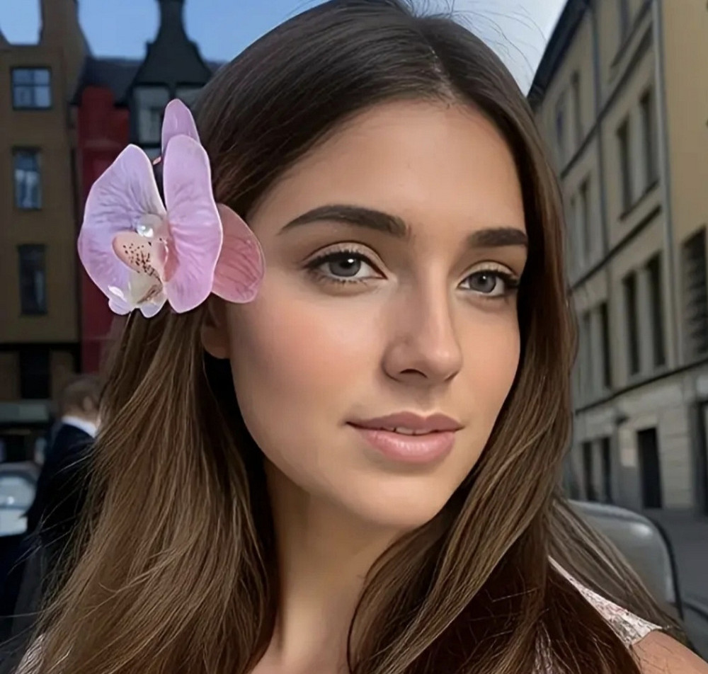 Зажим для волос Орхидея Белый с розовым Смела - изображение 6