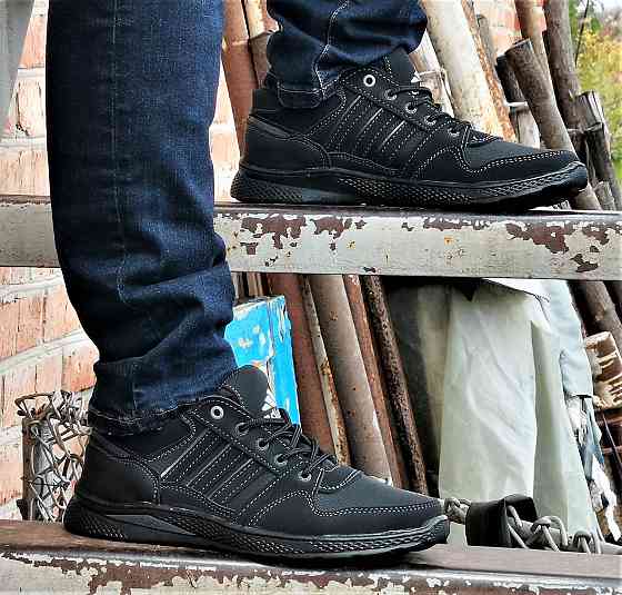 Кроссовки Adidas Мужские Чёрные Кожаные Адидас (размеры: 41,42,43) Видео Обзор Днепр