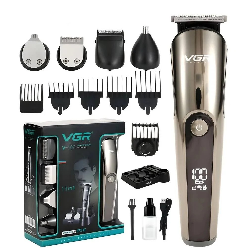 Аккумуляторная машинка для стрижки 5в1, VGR V-107 / Триммер для бороди / Набор для стрижки волос Киев - изображение 10