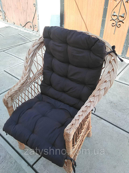 Крісло плетене з м'якою подушкою накидкою Київ - фото 10