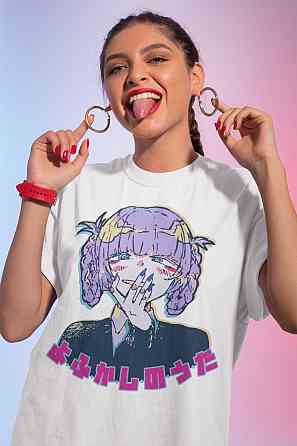 Футболка з аніме принтом Назуна Йофукасхі Но Ута оверсайз (S/M/L) Чорний AnimeJ0333 Дніпро