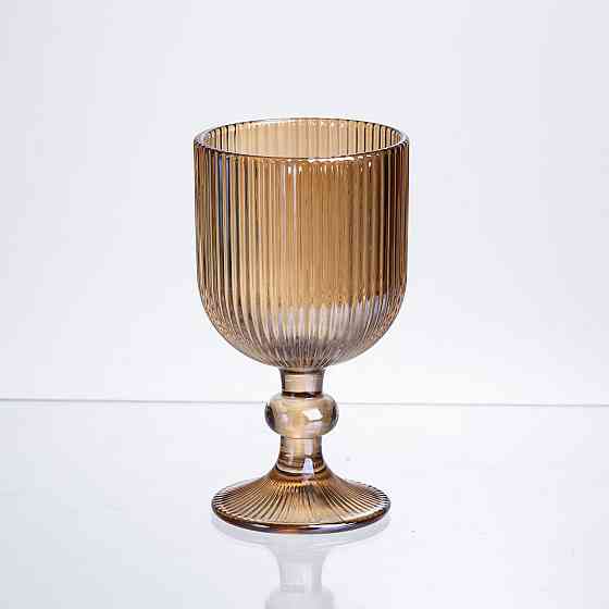 Набір келихів для вина 6 штук по 240 мл ребристих із товстого скла коричневий HP-19-224 Коломия