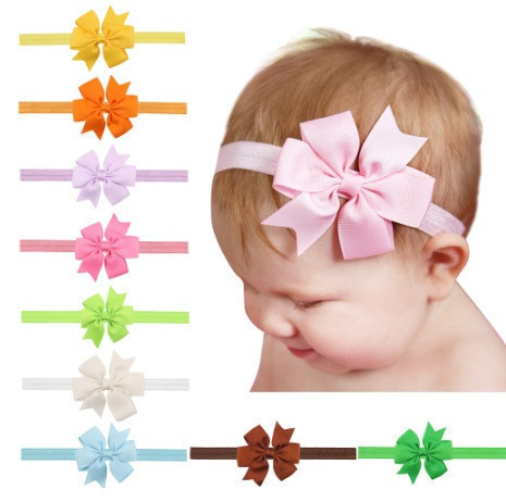 Детская кофейная повязка с бантиком - на резинке, окружность от 30см до 48см, бант 9см Киев - изображение 4