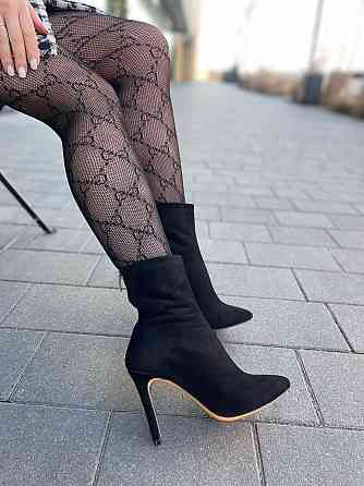 Черевики жіночі SEE SEVEN чорні замша натуральна каблук 9 см высота 15 см (5753) Коломия