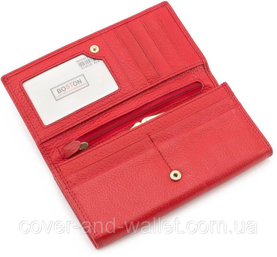 Красный женский кошелек из натуральной кожи с монетницей внутри Boston Киев - изображение 5