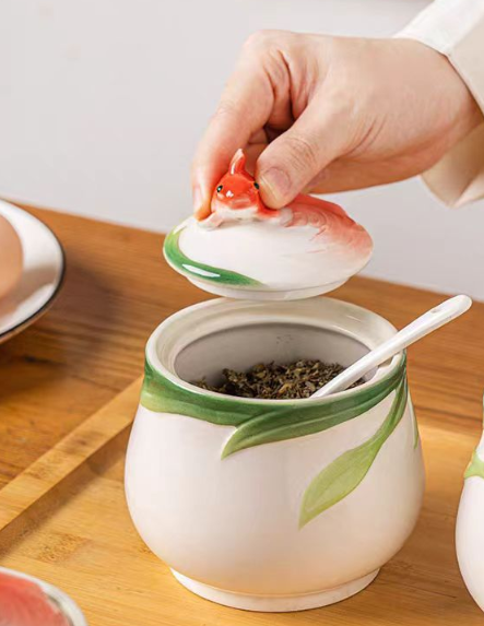 Емкость для сыпучих продуктов Lefard 180 мл Золотая рыбка Костяной фарфор Кременчуг - изображение 9