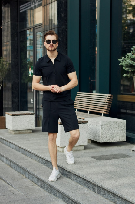 Комплект чоловічий футболка шорти Чорний M Харків - фото 3