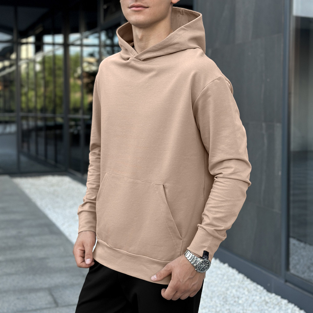Чоловіче демісезонне худі з капюшоном бежеве Pobedov 001 Київ - фото 1