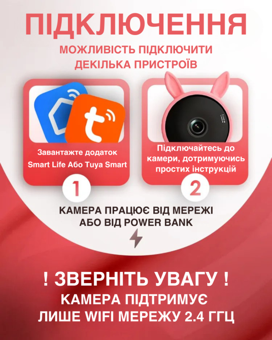 Відеоняня Baby Monitor з гнучким кріпленням підключенням до смартфону Wifi/Bluetooth датчик звуку, руху, нічне бачення і колискові Київ - фото 5