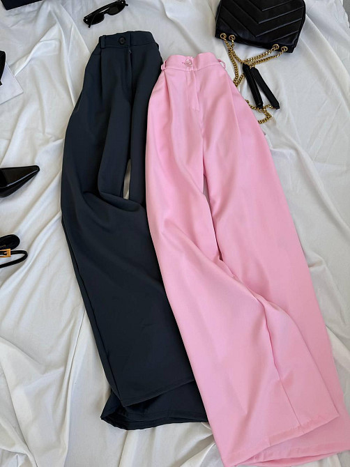 Жіночі базові штани палаццо костюмка Рожевий, 46/48 Одеса - фото 4