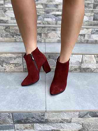 Nivelle Жіночі черевики NIVELLE бордові натуральна замша каблук 9.5см висота 10см 37р. (3023) Коломия