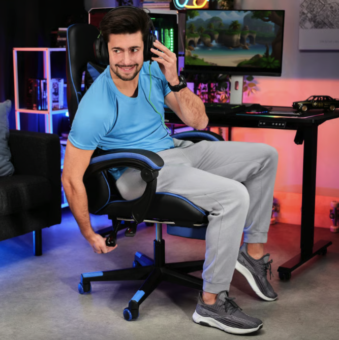 Кресло геймерское профессиональное Ragazo синее компьютерное игровое офисное Лучшее компьютерное кресло Киев - изображение 5