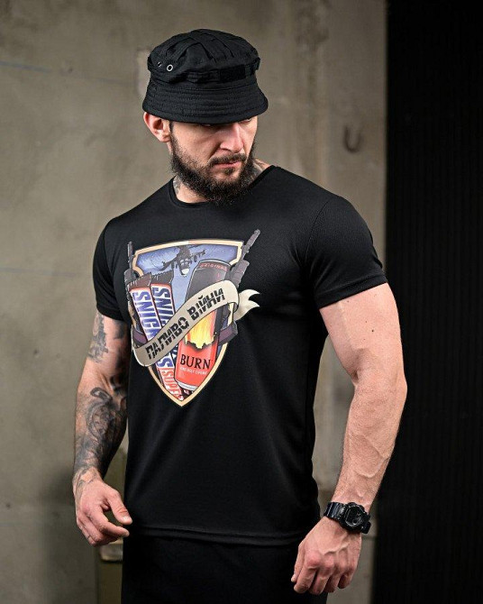 Тактическая потоотводящая футболка Паливо черная мужская дышащяя Одесса - изображение 2