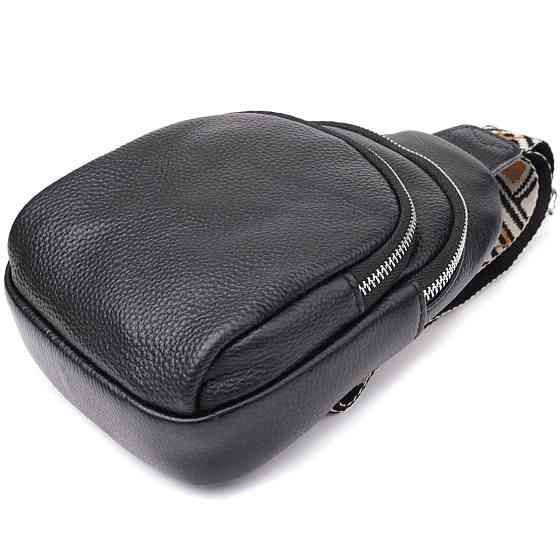 Жіноча сумка слінг із натуральної шкіри Vintage 22935 Чорний Київ