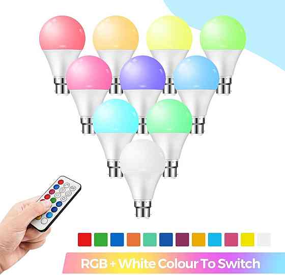 Світлодіодні RGB-лампи B22 A19 зі зміною кольору з дистанційним керуванням, 10-ватні Київ