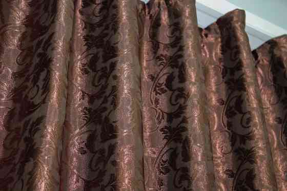 Комплект готових штор VR-Textil Жакард № 1088ш Коричневий 100х270 см 2 шт (31-439) Київ