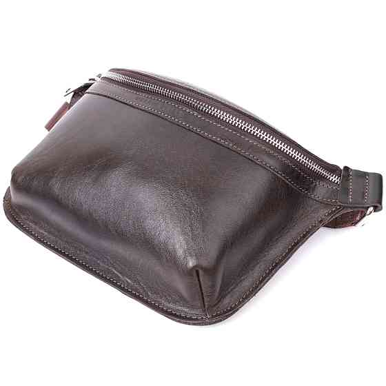 Стильная бананка для мужчин из натуральной кожи Коричневый (GRANDE PELLE) Киев