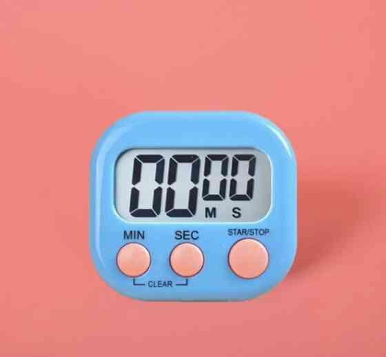 Таймер для кухні, зворотній відлік, колір синій, ЖК-дисплей, на магніті та підставкою на задній частині виробу Київ