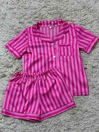 Дитяча піжамка із сатину шорти з сорочкою Малиновий р.154-158 Харків
