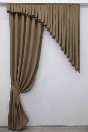 Шторка с ламбрекеном VR-Textil № 039к Темно-бежевый 160х270 см (52-0656) Киев
