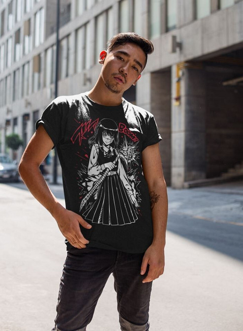 Футболка з аніме принтом Людина-бензопила оверсайз (S/M/L) Чорний AnimeJ0889 Дніпро - фото 4