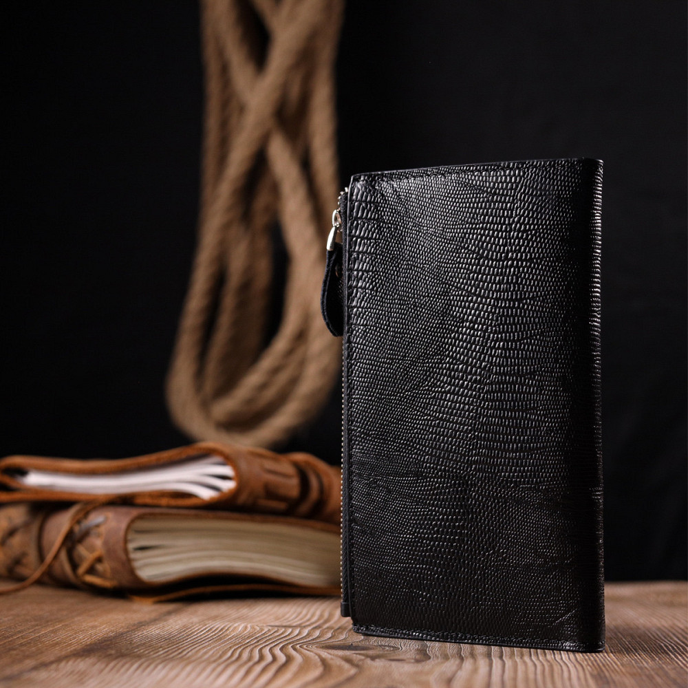 Современный складной бумажник из натуральной фактурной кожи KARYA 21129 Черный Киев - изображение 10