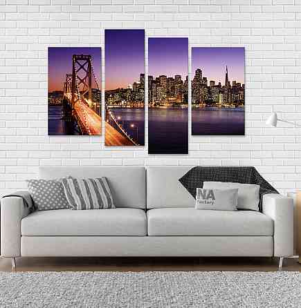 Модульна картина Нічне Місто Міст Art-57_4 Київ