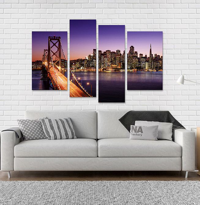 Модульна картина Нічне Місто Міст Art-57_4 Київ - фото 2