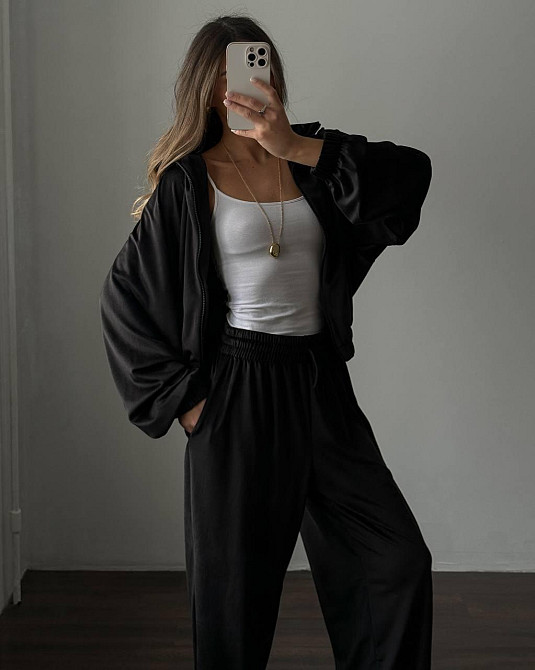 Жіночий стильний оверсайз костюм двійка: кофта і штани турецький велюр спорт Одеса - фото 3