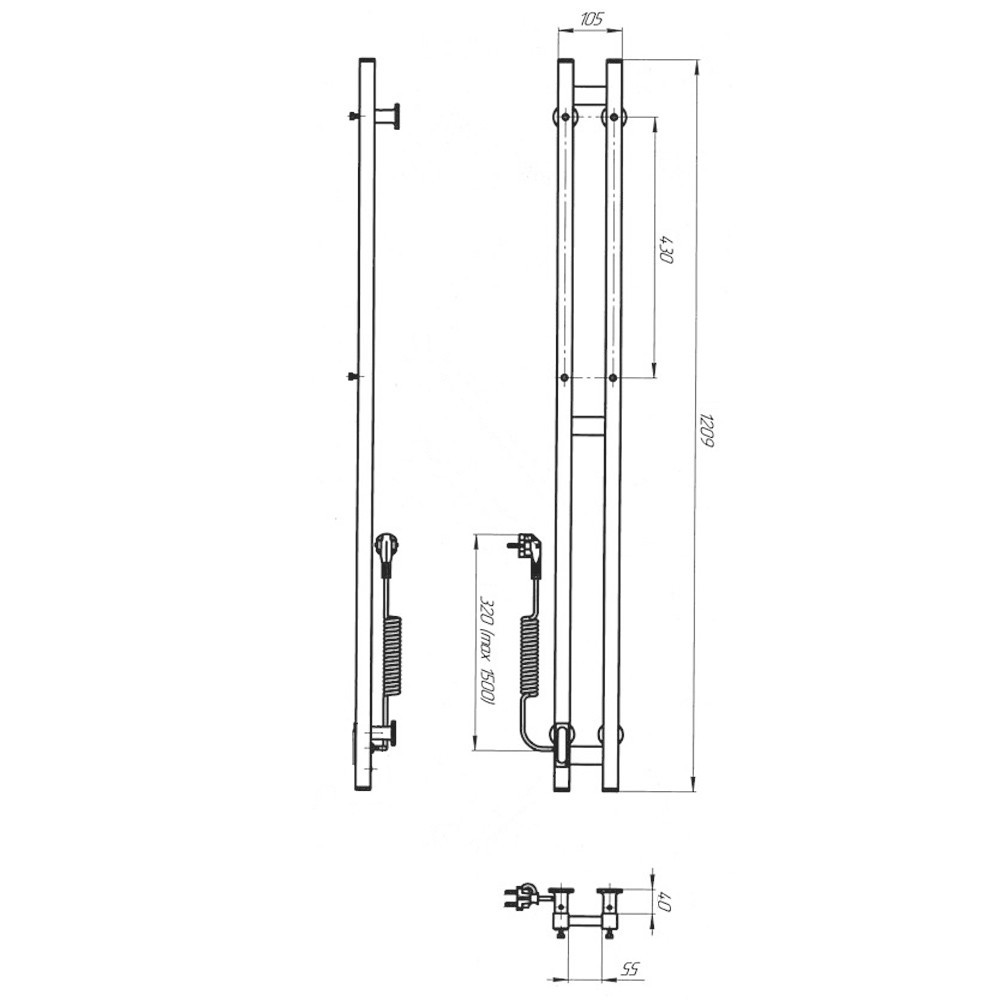 Электрический полотенцесушитель Laris Зебра  ДУЭТ 80х1200 Э белый Киев - изображение 6