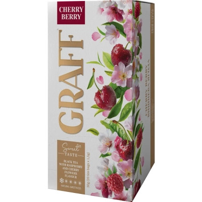 Чай Graff Cherry Berry с ароматом цветов малины и вишни 20x1.5 г (4820279612324) Винница - изображение 1