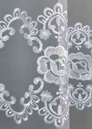 Тюль VR-Textil 1848т Фатин с вышивкой Холодный белый 300х270 см (40-212) Киев